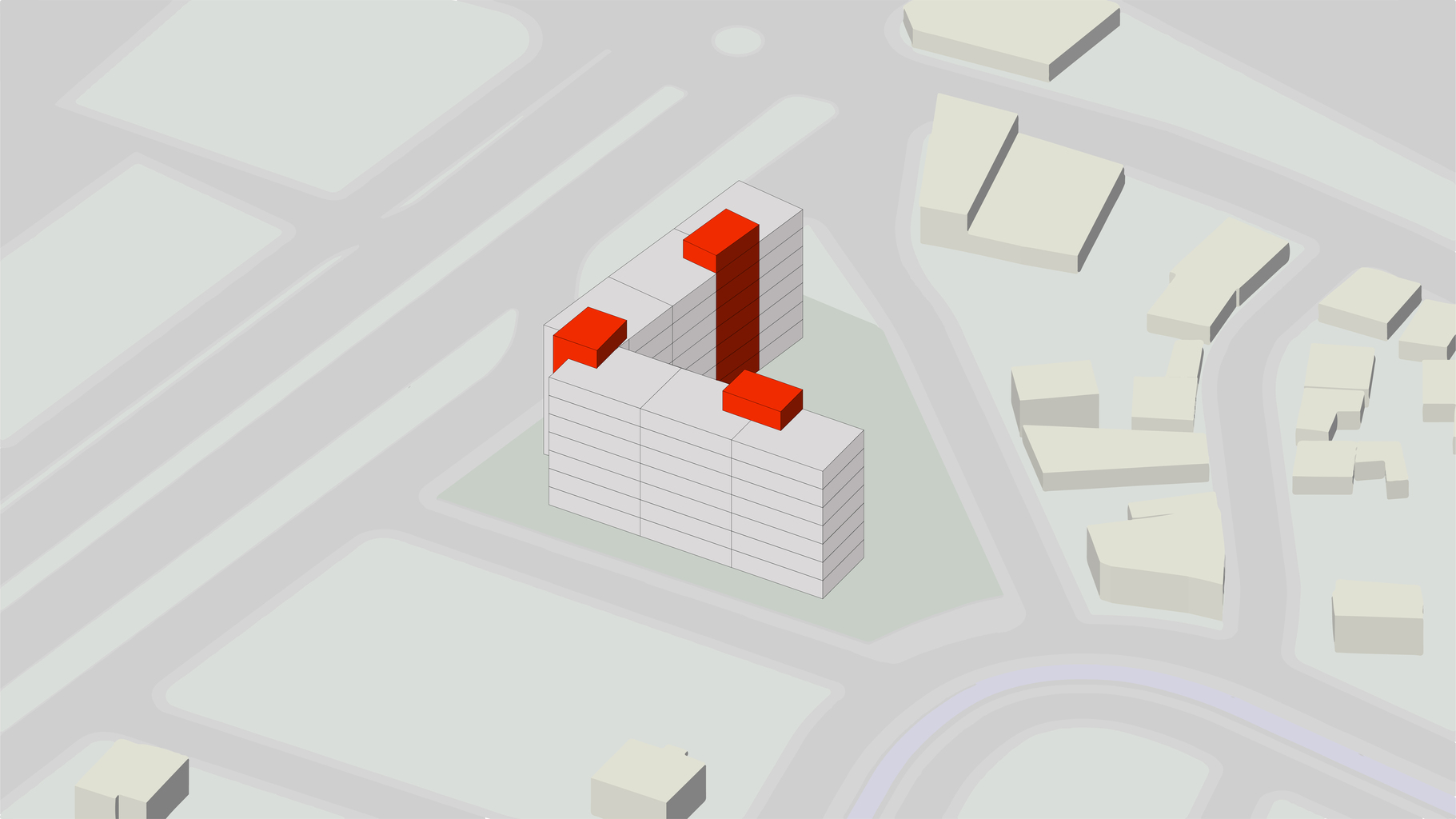 Min. dissolved in the field;
3 circulation areas including
elevator, stairs, floor
hall and storage area for
each flat were designed.